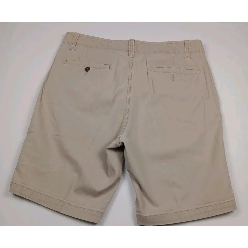 Rustler Iron Flex Mens Size 32 Stretch Khaki Tan Flat Front Casual Shorts